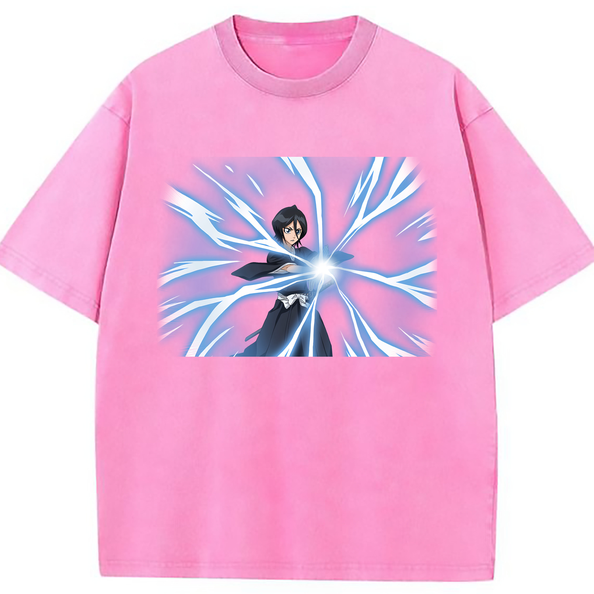 （画像用） ブリーチ 朽木ルキア BLEACH Kuchiki Rukia 綿100% ヴィンテージ風 半袖Tシャツ（フロントプリント）